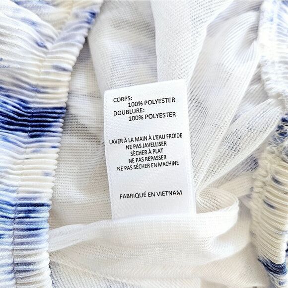 ASTR The Label Pleated Surplice Crepe Split Faux Wrap Balloon Sleeve Blouse S - Picture 9 of 9